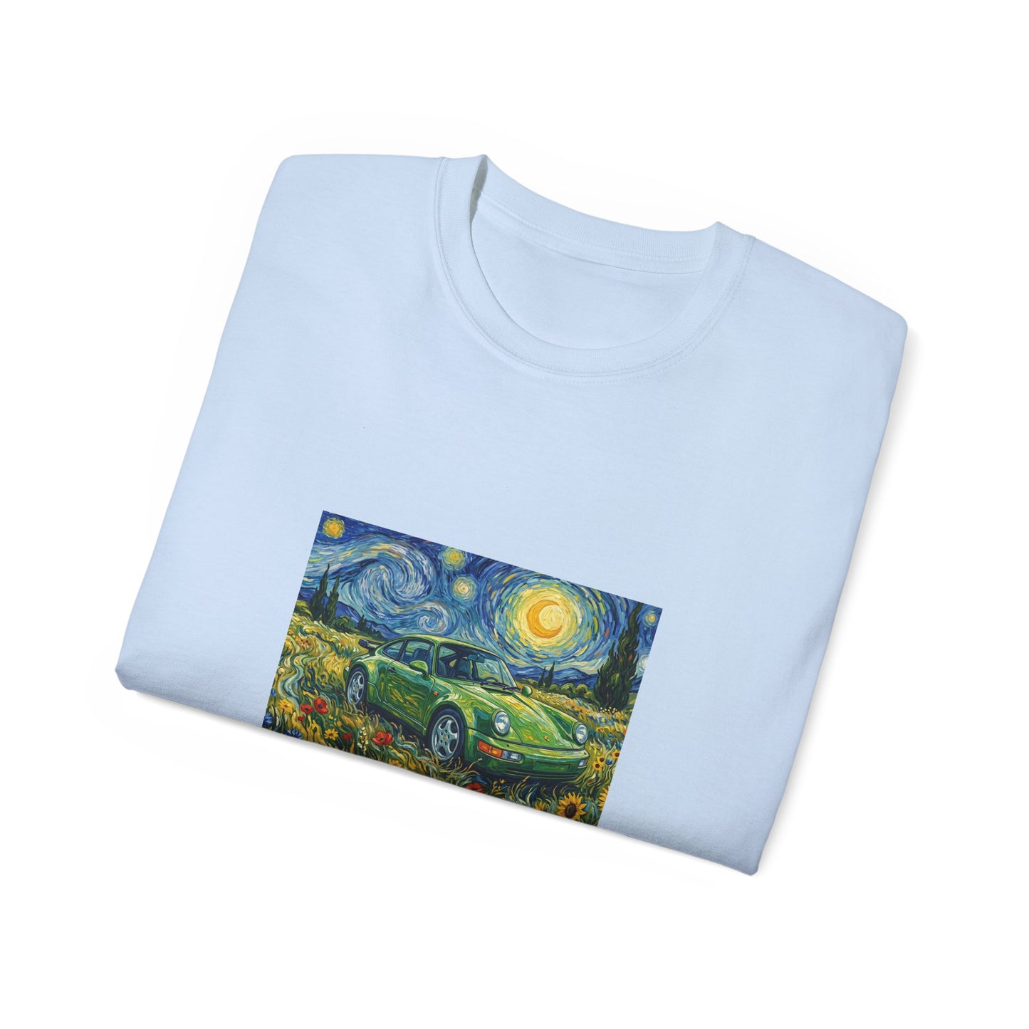 Classic Car Nightscape T‑Shirt — Van Gogh Starry Night Retro Car Art Tee