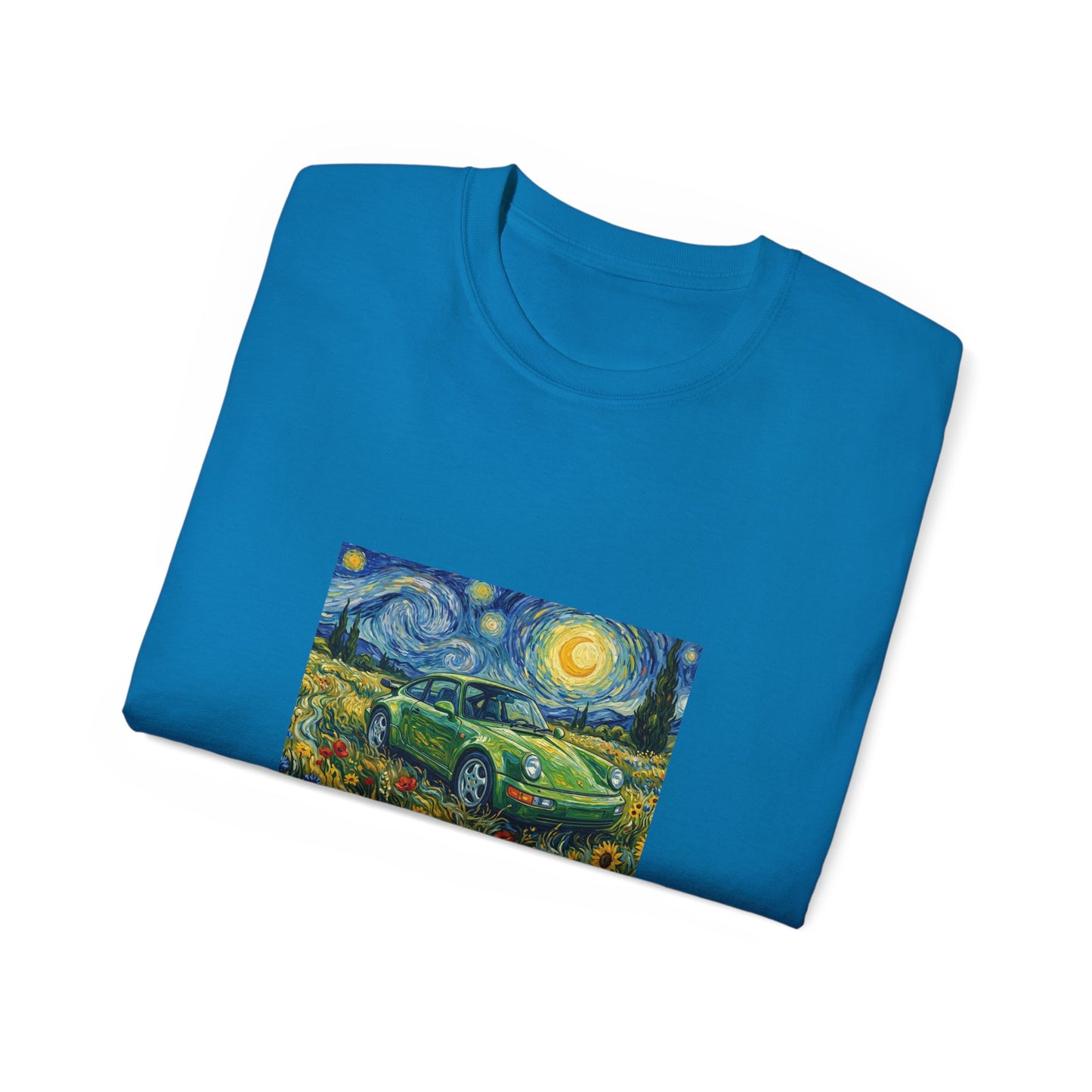Classic Car Nightscape T‑Shirt — Van Gogh Starry Night Retro Car Art Tee