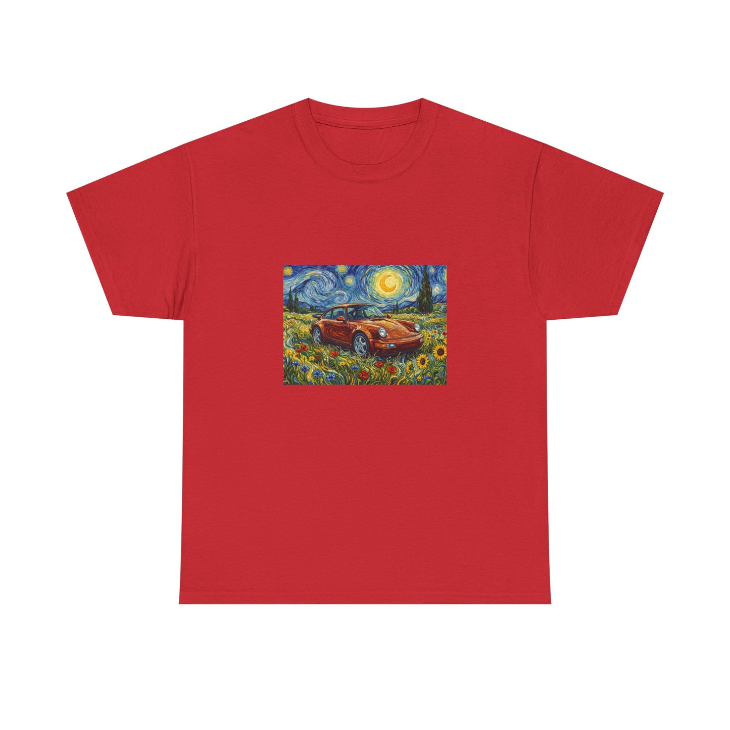 Vintage Sports Car Tee — Starry Night Sunflower Art Shirt