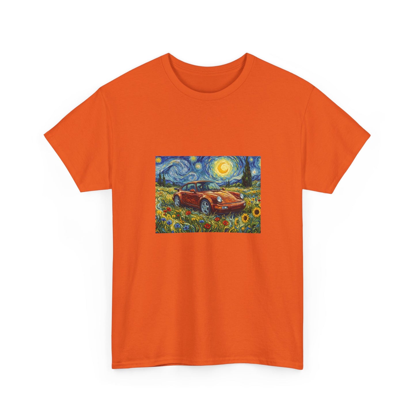 Vintage Sports Car Tee — Starry Night Sunflower Art Shirt