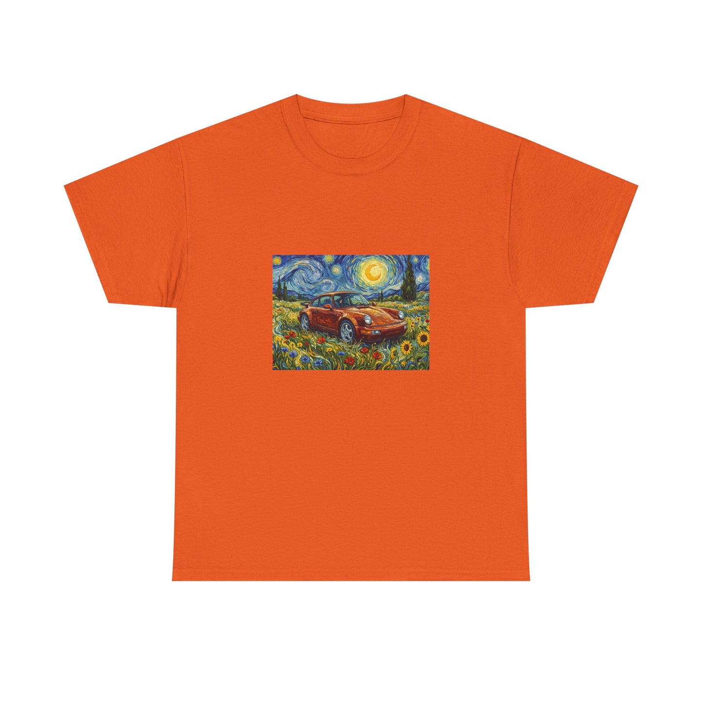 Vintage Sports Car Tee — Starry Night Sunflower Art Shirt
