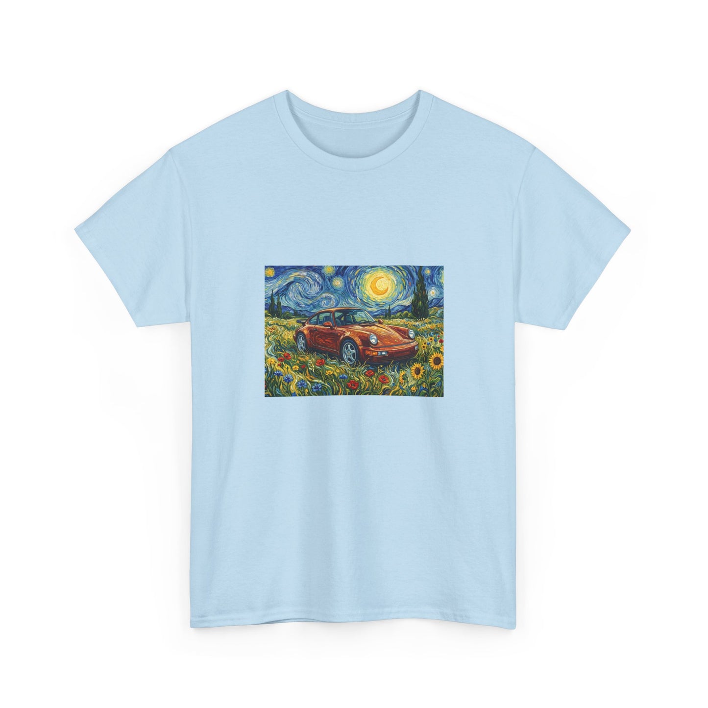 Vintage Sports Car Tee — Starry Night Sunflower Art Shirt