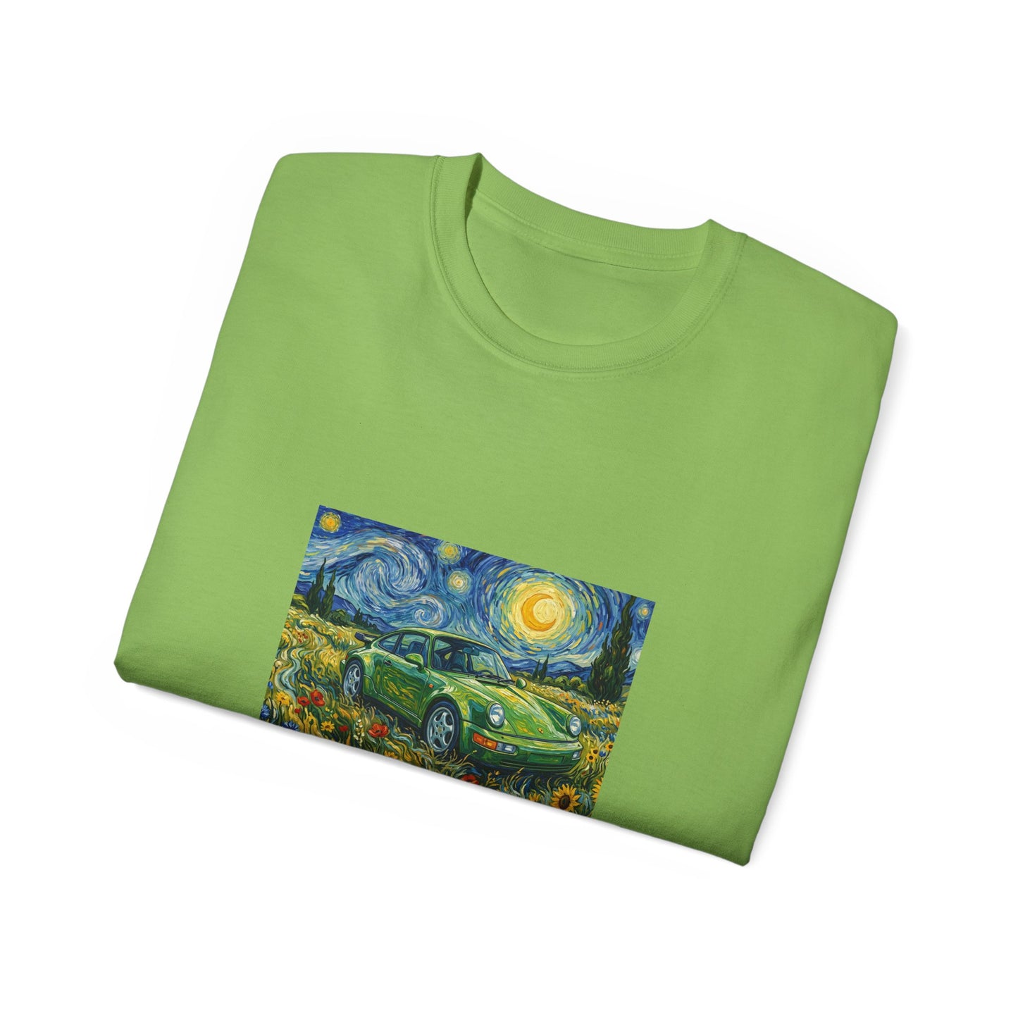Classic Car Nightscape T‑Shirt — Van Gogh Starry Night Retro Car Art Tee