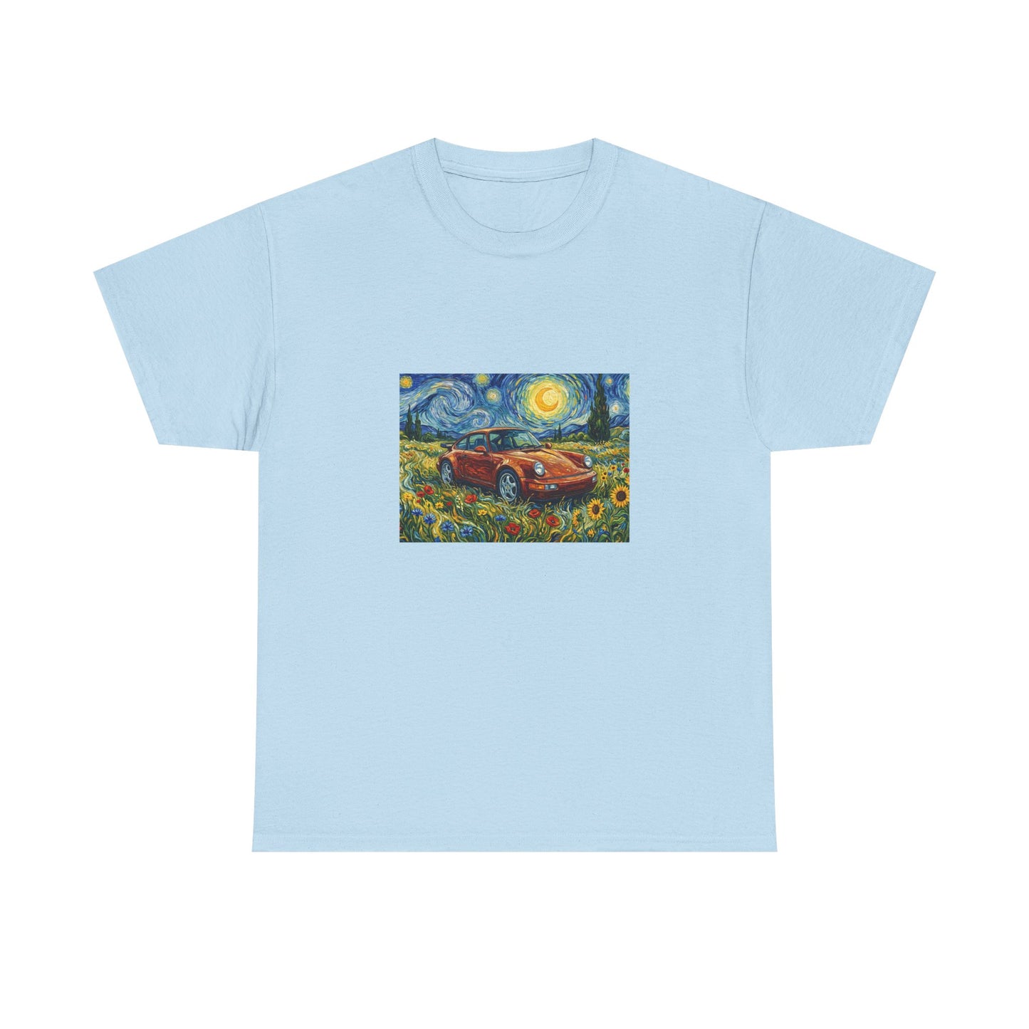 Vintage Sports Car Tee — Starry Night Sunflower Art Shirt