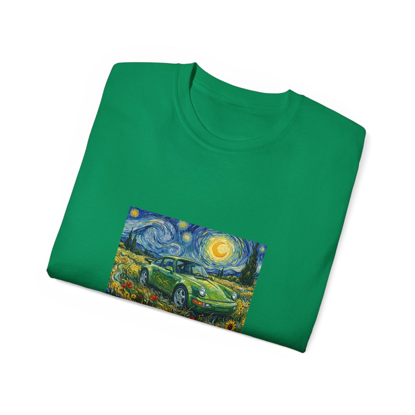 Classic Car Nightscape T‑Shirt — Van Gogh Starry Night Retro Car Art Tee